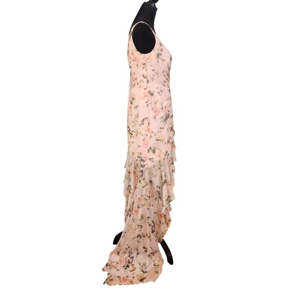 MAC DUGGAL NWT Rose Floral Asymmetrical Ruffled Gown, Size 10 - Picture 3 of 16